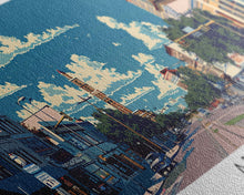 Carregar imagem no visualizador da galeria, Abilene Texas Panoramic Painting, Mid Century Modern Framed Canvas Print, Retro Pop Art Travel Poster, Office Wall Art Decor, City Print