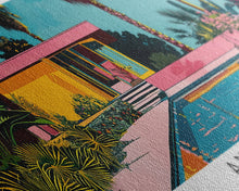 Load image into Gallery viewer, Anaheim California Panoramic Painting, Mid Century Modern Framed Canvas Print, Retro Pop Art Travel Poster, Office Wall Art, City Print