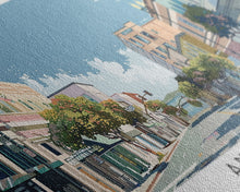 Load image into Gallery viewer, Antioch California Panoramic Painting, Mid Century Modern Framed Canvas Print, Retro Pop Art Travel Poster, Home Decor, City Art