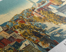 Load image into Gallery viewer, Athens Georgia Panoramic Painting, Mid Century Modern Framed Canvas Print, Retro Pop Art Travel Poster, Living Room Wall Art Decor, City Print