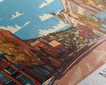 Carregar imagem no visualizador da galeria, Billings Montana Panoramic Painting, Mid Century Modern Framed Canvas Print, Retro Pop Art Travel Poster, Living Room Wall Art, City Art