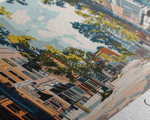 Load image into Gallery viewer, Carmel Indiana Panoramic Painting, Mid Century Modern Framed Canvas Print, Retro Pop Art Travel Poster, Home Decor, City Art