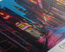 Cargar imagen en el visor de la galería, Cincinnati Ohio Panoramic Painting, Mid Century Modern Framed Canvas Print, Retro Pop Art Travel Poster, Office Wall Art, City Print