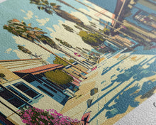 Load image into Gallery viewer, Clovis California Panoramic Wall Art, Mid Century Modern Framed Canvas Print, Retro Pop Art Travel Poster, City Office Decor, Home Art