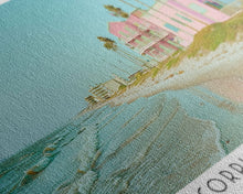 Load image into Gallery viewer, Corpus Christi Texas Panoramic Painting, Mid Century Modern Framed Canvas Print, Retro Pop Art Travel Poster, City Home Decor, Office Wall Art