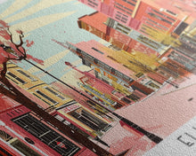 Load image into Gallery viewer, Elizabeth New Jersey Panoramic Wall Art, Mid Century Modern Framed Canvas Print, Retro Pop Art Travel Poster, City Home Decor, Office Art