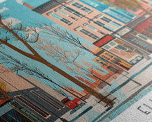 Load image into Gallery viewer, Elizabeth New Jersey Panoramic Wall Art, Mid Century Modern Framed Canvas Print, Retro Pop Art Travel Poster, City Home Decor, Office Art