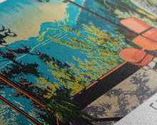 Carregar imagem no visualizador da galeria, Eugene Oregon Panoramic Art, Mid Century Modern Framed Canvas Print, Retro Pop Art Travel Poster, Office Wall Decor