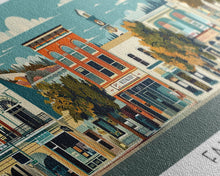 Carregar imagem no visualizador da galeria, Fairfield California Panoramic Art, Mid Century Modern Framed Canvas Print, Retro Pop Art Travel Poster, Office Wall Decor