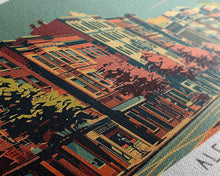 Carregar imagem no visualizador da galeria, Alexandria Virginia Panoramic Painting, Framed Canvas Print, Mid Century Modern Wall Art, Retro Pop Art Travel Poster, Living Room Decor, City Art