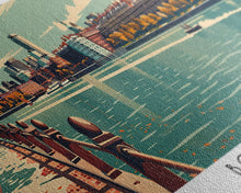 Load image into Gallery viewer, Boston Massachusetts Panoramic Painting, Framed Canvas Print, Mid Century Modern Wall Art, Retro Pop Art Travel Poster, Home Decor, City Art
