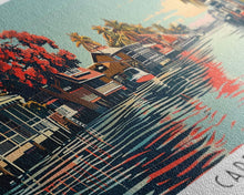 Carregar imagem no visualizador da galeria, Cape Coral Florida Panoramic Painting, Framed Canvas Print, Mid Century Modern Wall Art, Retro Pop Art Travel Poster, Home Decor, City Art