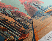 Cargar imagen en el visor de la galería, Charleston South Carolina Panoramic Painting, Framed Canvas Print, Mid Century Modern Wall Art, Retro Pop Art Travel Poster, Home Decor, City Art