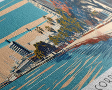 Load image into Gallery viewer, Corpus Christi Texas Panoramic Painting, Framed Canvas Print, Mid Century Modern Wall Art, Retro Pop Art Travel Poster, Office Decor, City Art