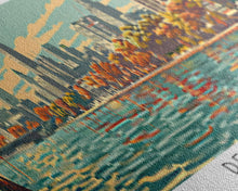 Load image into Gallery viewer, Detroit Michigan Panoramic Painting, Framed Canvas Print, Mid Century Modern Wall Art, Retro Pop Art Travel Poster, Office Decor, City Art