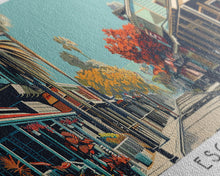 Load image into Gallery viewer, Escondido California Panoramic Painting, Framed Canvas Print, Mid Century Modern Wall Art, Retro Pop Art Travel Poster, Living Room Decor, City Art