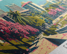 Load image into Gallery viewer, Fresno California Panoramic Painting, Framed Canvas Print, Mid Century Modern Wall Art, Retro Pop Art Travel Poster, Living Room Decor, City Art