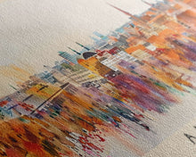 Carregar imagem no visualizador da galeria, Aarhus Denmark Panoramic Travel Poster, Framed Canvas Print or Metal Wall Art, Travel Art, Home Decor, Panoramic Painting, Midcentury Art