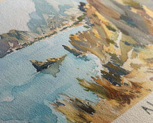 Load image into Gallery viewer, Almeria Spain Panoramic Travel Poster, Framed Canvas Print or Metal Wall Art, Travel Art, Home Decor, Panoramic Painting, Midcentury Art