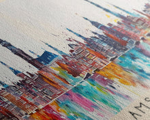 Load image into Gallery viewer, Amsterdam Netherlands Travel Art, City Art, Framed Canvas Print or Metal Wall Art, Europe Travel Poster, Panoramic Wall Art, Extra Wide Wall Art