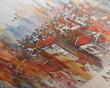 Load image into Gallery viewer, Antalya Turkey Panoramic Travel Poster, Framed Canvas Print or Metal Wall Art, Travel Art, Home Decor, Panoramic Painting, Midcentury Art