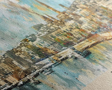 Load image into Gallery viewer, Bari Italy Panoramic Travel Poster, Framed Canvas Print or Metal Wall Art, Travel Art, Home Decor, Panoramic Painting, Midcentury Art