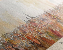 Load image into Gallery viewer, Bordeaux France Panoramic Travel Poster, Framed Canvas Print or Metal Wall Art, Travel Art, Home Decor, Panoramic Painting, Midcentury Art
