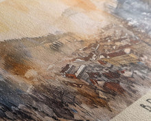 Load image into Gallery viewer, Brasov Romania Panoramic Travel Poster, Framed Canvas Print or Metal Wall Art, Travel Art, Home Decor, Panoramic Painting, Midcentury Art