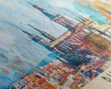 Load image into Gallery viewer, Burgos Spain Wall Art, Panoramic Travel Poster, Panoramic Framed Canvas Print, City Wall Art, Wall Hanging Home Decor, Travel Art