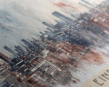 Load image into Gallery viewer, Eindhoven Netherlands Panoramic Travel Poster, Framed Canvas Print or Metal Wall Art, Travel Art, Home Decor, Panoramic Painting, Midcentury Art