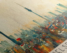 Carregar imagem no visualizador da galeria, Gelsenkirchen Germany Panoramic Travel Poster, Framed Canvas Print or Metal Wall Art, Travel Art, Home Decor, Panoramic Painting, Midcentury Art