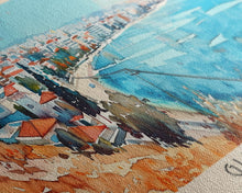 Carregar imagem no visualizador da galeria, Glyfada Greece Wall Art, Panoramic Travel Poster, Panoramic Framed Canvas Print, City Wall Art, Wall Hanging Home Decor, Travel Art