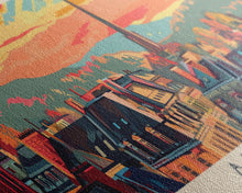 Carregar imagem no visualizador da galeria, Aachen Germany Panoramic Travel Poster, Framed Canvas Print or Metal Wall Art, Travel Art, Home Decor, Panoramic Painting, Midcentury Art