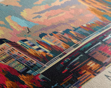 Load image into Gallery viewer, Almere Netherlands Panoramic Travel Poster, Framed Canvas Print or Metal Wall Art, Travel Art, Home Decor, Panoramic Painting, Midcentury Art