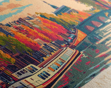 Load image into Gallery viewer, Amsterdam Netherlands Travel Art, City Art, Framed Canvas Print or Metal Wall Art, Europe Travel Poster, Panoramic Wall Art, Extra Wide Wall Art