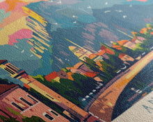 Load image into Gallery viewer, Antalya Turkey Panoramic Travel Poster, Framed Canvas Print or Metal Wall Art, Travel Art, Home Decor, Panoramic Painting, Midcentury Art