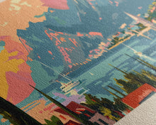 Load image into Gallery viewer, Bar Montenegro Panoramic Travel Poster, Framed Canvas Print or Metal Wall Art, Travel Art, Home Decor, Panoramic Painting, Midcentury Art