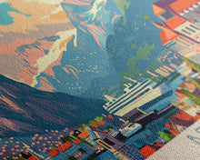 Load image into Gallery viewer, Bergen Norway Wall Art, Panoramic Travel Poster, Panoramic Framed Canvas Print, City Wall Art, Wall Hanging Home Decor, Travel Art