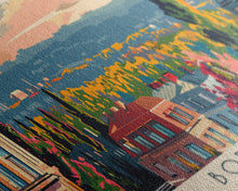 Load image into Gallery viewer, Bordeaux France Panoramic Travel Poster, Framed Canvas Print or Metal Wall Art, Travel Art, Home Decor, Panoramic Painting, Midcentury Art