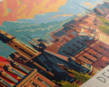 Load image into Gallery viewer, Debrecen Hungary Panoramic Travel Poster, Framed Canvas Print or Metal Wall Art, Travel Art, Home Decor, Panoramic Painting, Midcentury Art