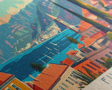 Load image into Gallery viewer, Funchal Portugal Travel Print Wall Art, Panoramic City Art, Travel Art, Wall Decor, Vacation Gift, Framed Canvas Print Or Metal Art