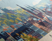 Carregar imagem no visualizador da galeria, Aachen Germany Panoramic Travel Poster, Framed Canvas Print or Metal Wall Art, Travel Art, Home Decor, Panoramic Painting, Midcentury Art