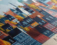 Carregar imagem no visualizador da galeria, Aarhus Denmark Panoramic Travel Poster, Framed Canvas Print or Metal Wall Art, Travel Art, Home Decor, Panoramic Painting, Midcentury Art