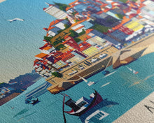 Load image into Gallery viewer, Almada Portugal Travel Art, City Art, Framed Canvas Print or Metal Wall Art, Europe Travel Poster, Panoramic Wall Art, Extra Wide Wall Art