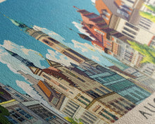 Load image into Gallery viewer, Augsburg Germany Panoramic Travel Poster, Framed Canvas Print or Metal Wall Art, Travel Art, Home Decor, Panoramic Painting, Midcentury Art