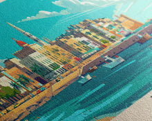 Load image into Gallery viewer, Bari Italy Travel Art, City Art, Framed Canvas Print or Metal Wall Art, Europe Travel Poster, Panoramic Wall Art, Extra Wide Wall Art