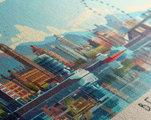 Load image into Gallery viewer, Belfast United Kingdom Travel Print Wall Art, Panoramic City Art, Travel Art, Wall Decor, Vacation Gift, Framed Canvas Print Or Metal Art