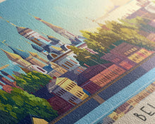 Load image into Gallery viewer, Belfast United Kingdom Travel Art, City Art, Framed Canvas Print or Metal Wall Art, Europe Travel Poster, Panoramic Wall Art, Extra Wide Wall Art