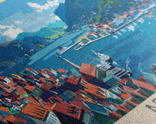 Load image into Gallery viewer, Bergen Norway Wall Art, Panoramic Travel Poster, Panoramic Framed Canvas Print, City Wall Art, Wall Hanging Home Decor, Travel Art