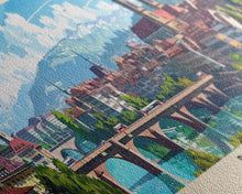 Load image into Gallery viewer, Bern Switzerland Travel Art, City Art, Framed Canvas Print or Metal Wall Art, Europe Travel Poster, Panoramic Wall Art, Extra Wide Wall Art